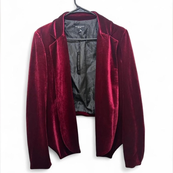 Walter Baker Seth Burgundy Velvet Cropped Blazer Jacket NWT Small - Picture 3 of 6